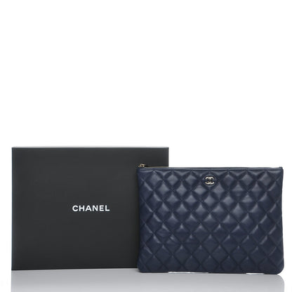 Chanel Lambskin Quilted Medium Cosmetic Case Navy 8 of 8