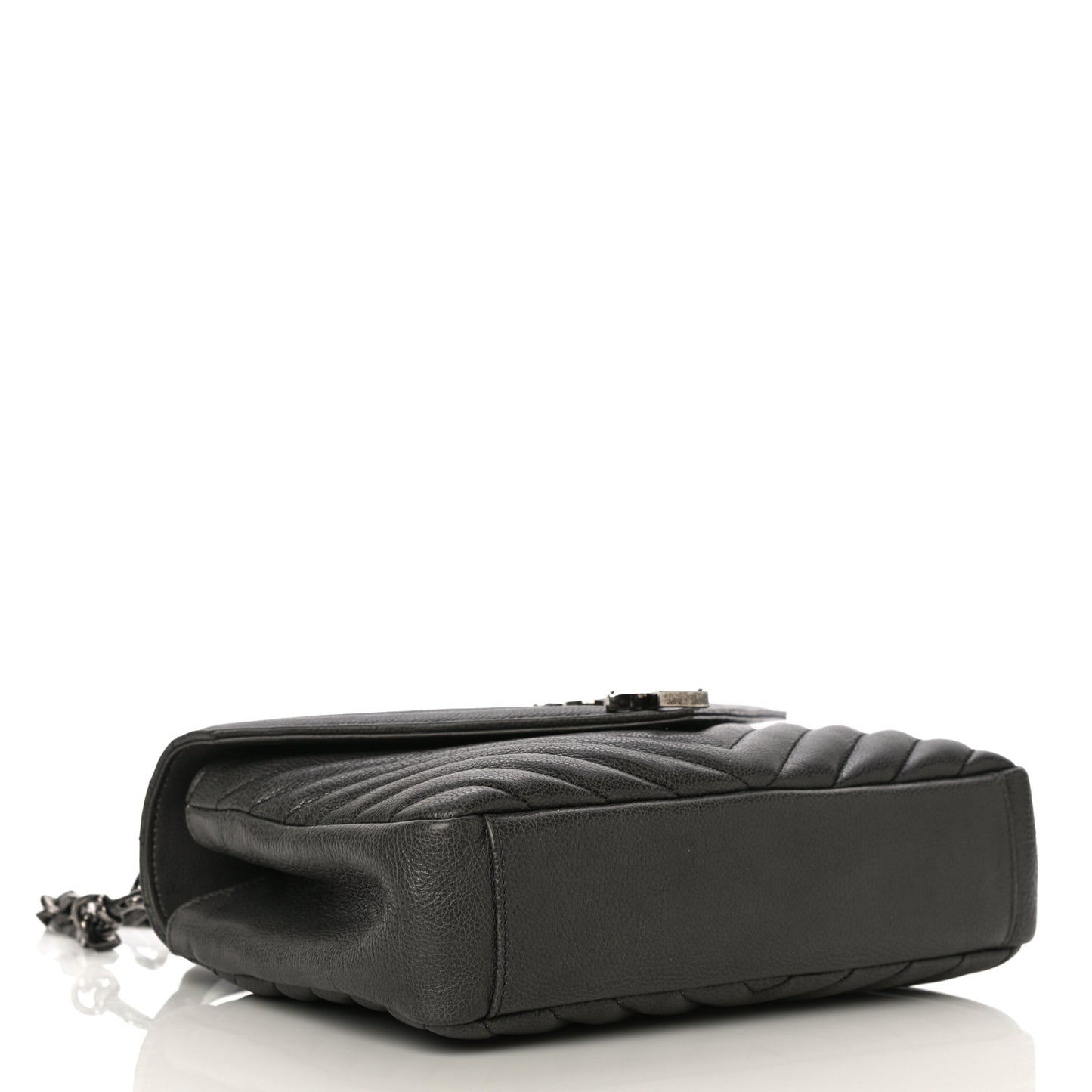 Sheepskin Matelasse Chevron Monogram Medium College Bag Asphalt