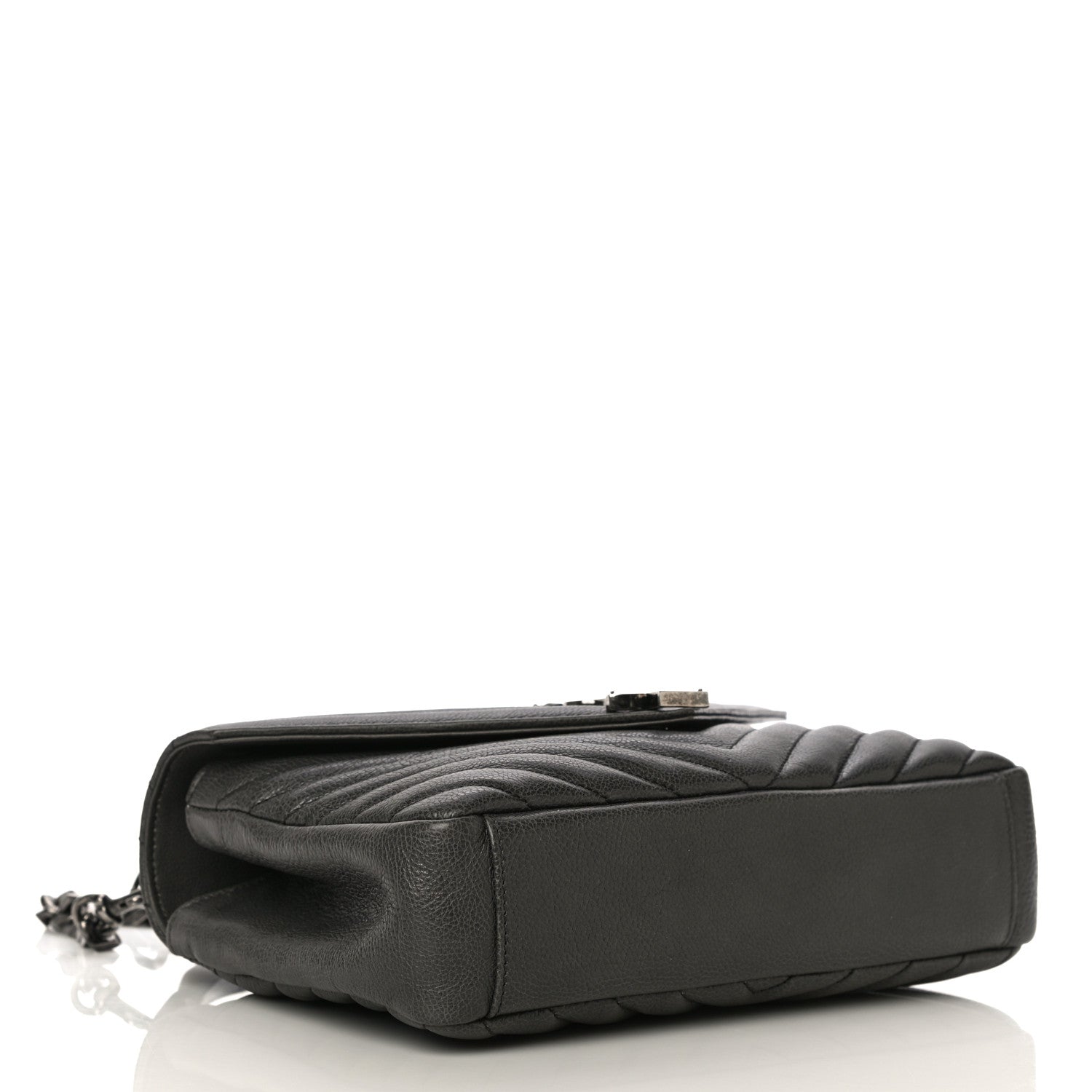 Saint Laurent Sheepskin Matelasse Chevron Monogram Medium College Bag Asphalt 4 of 12