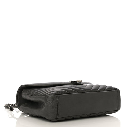 Saint Laurent Sheepskin Matelasse Chevron Monogram Medium College Bag Asphalt 4 of 12