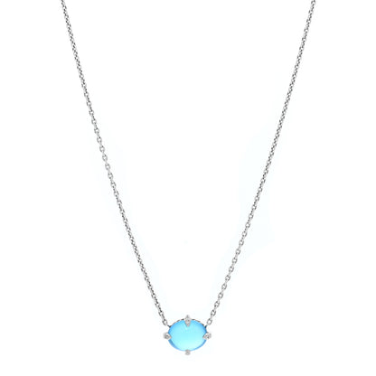 David Yurman Sterling Silver Diamond Blue Topaz Chatelaine Oval Pendant Necklace 1 of 4