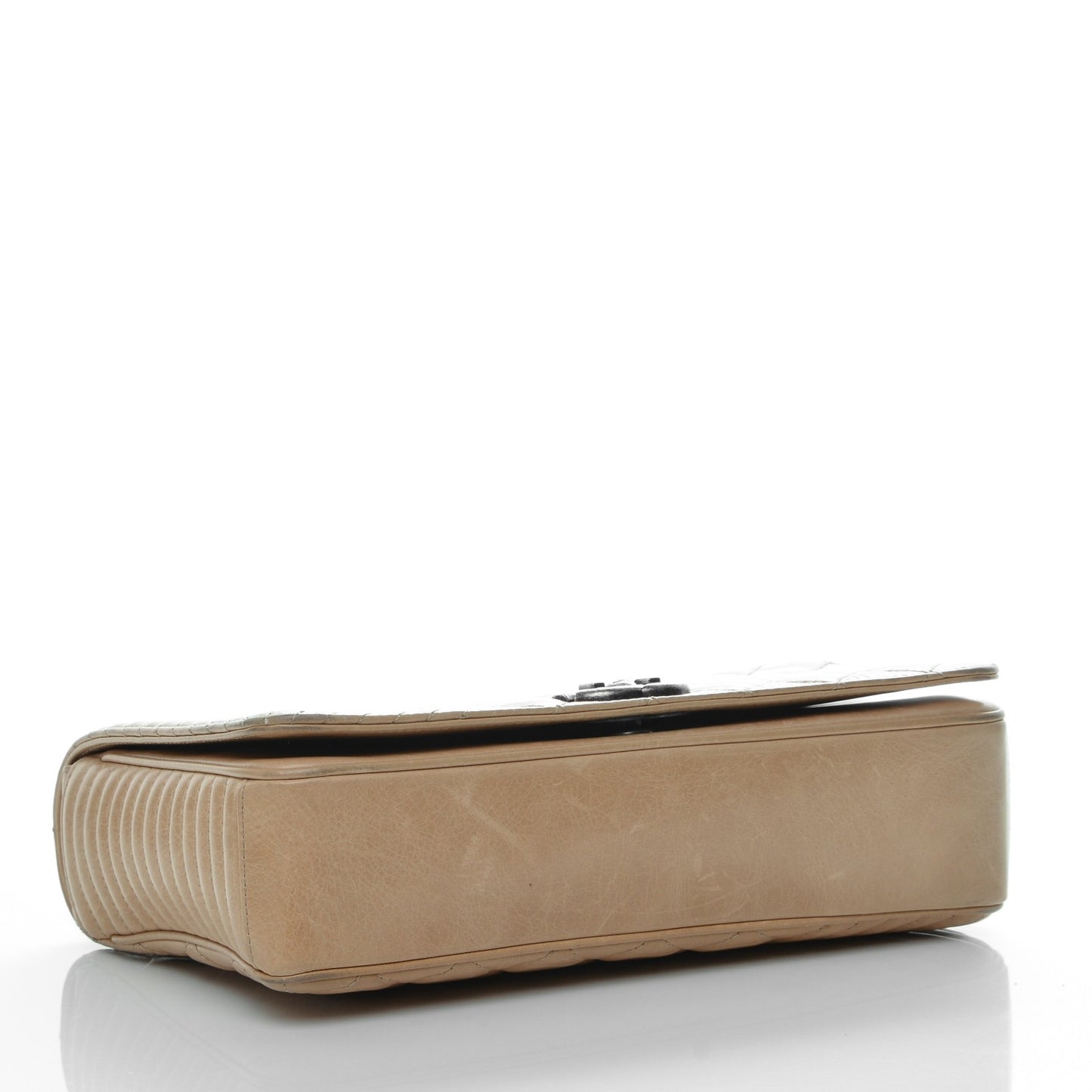 Glazed Calfskin Quilted Medium Coco Boy Flap Beige