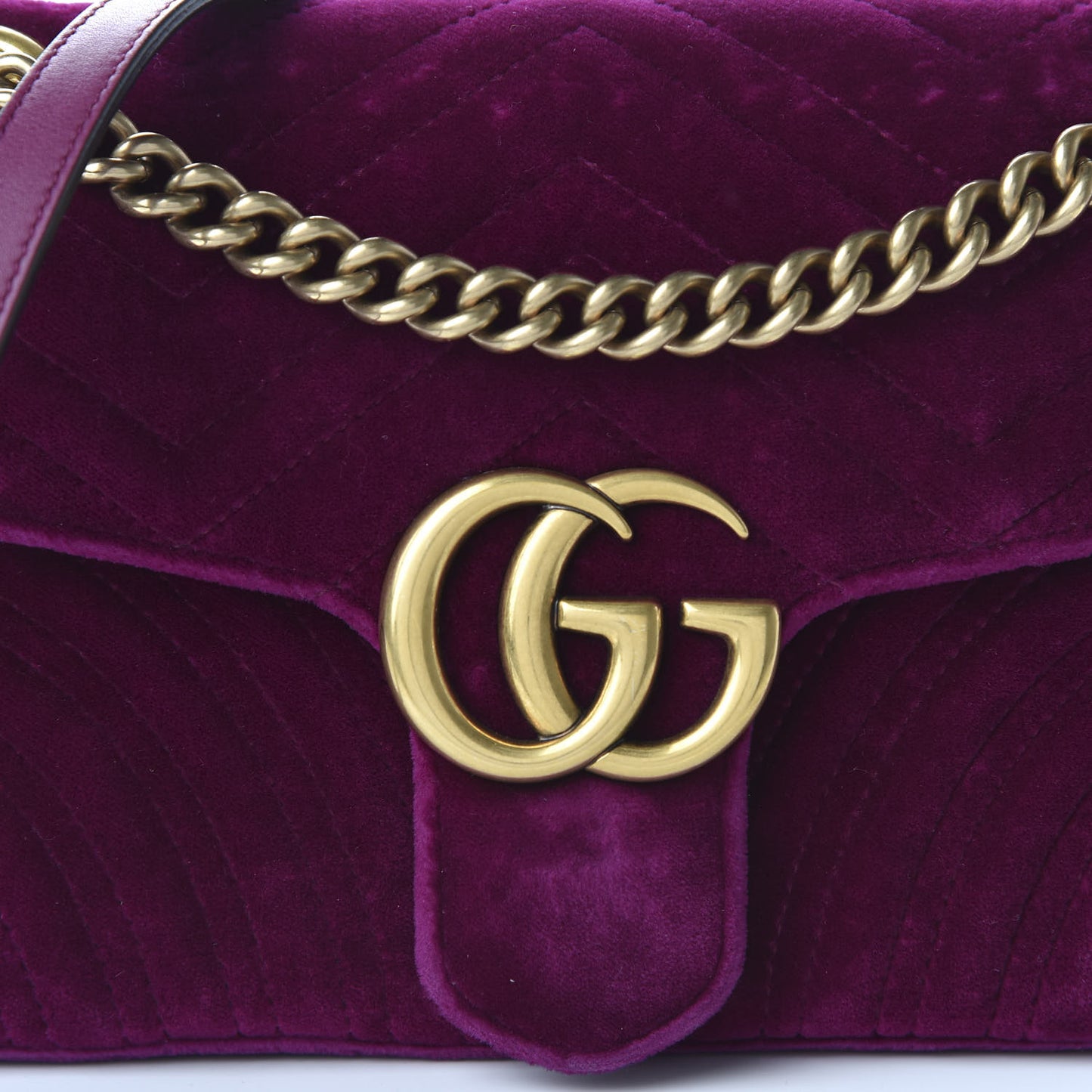 Velvet Matelasse Small GG Marmont Shoulder Bag Fuchsia Violet Cyclamen