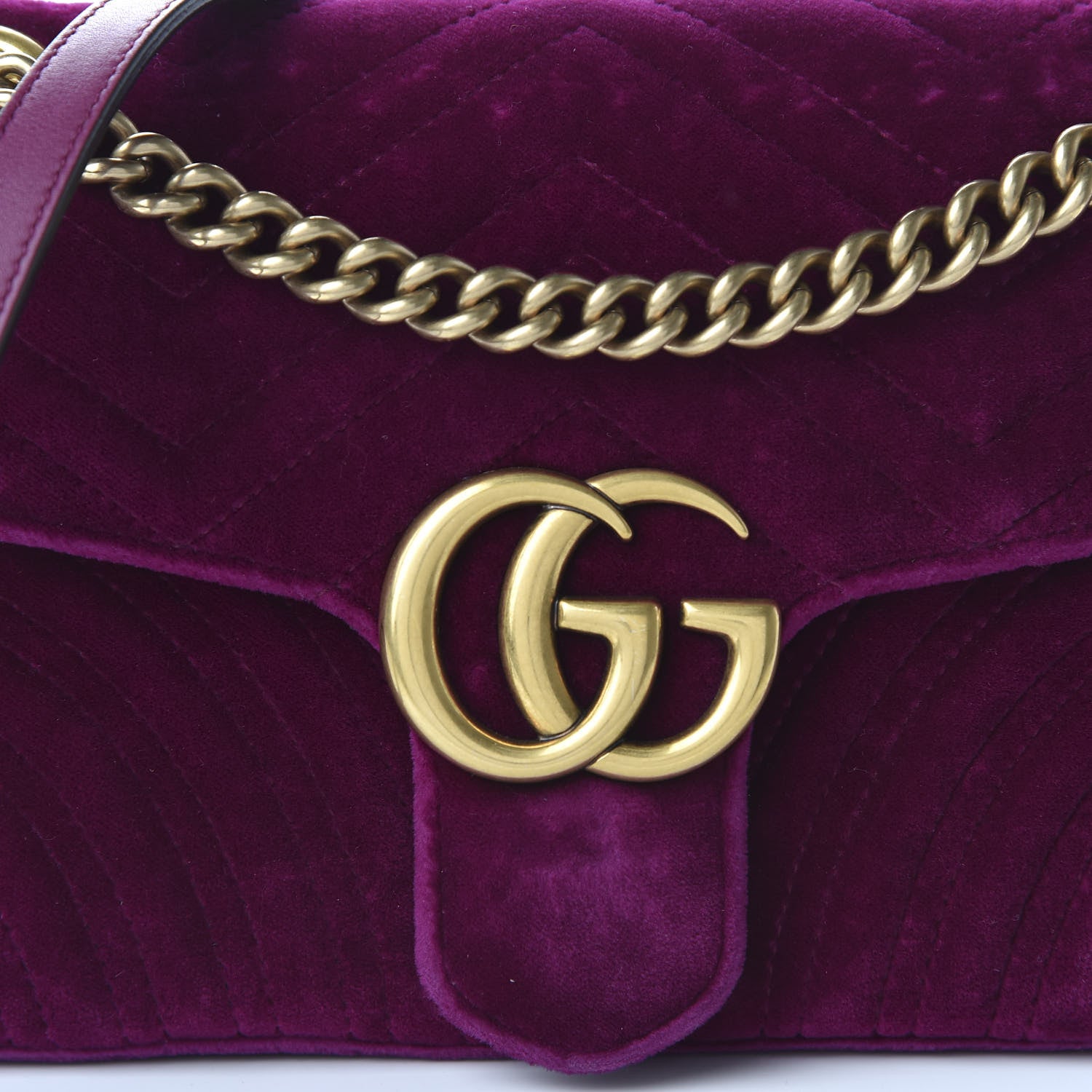 Gucci Velvet Matelasse Small GG Marmont Shoulder Bag Fuchsia Violet Cyclamen 10 of 11