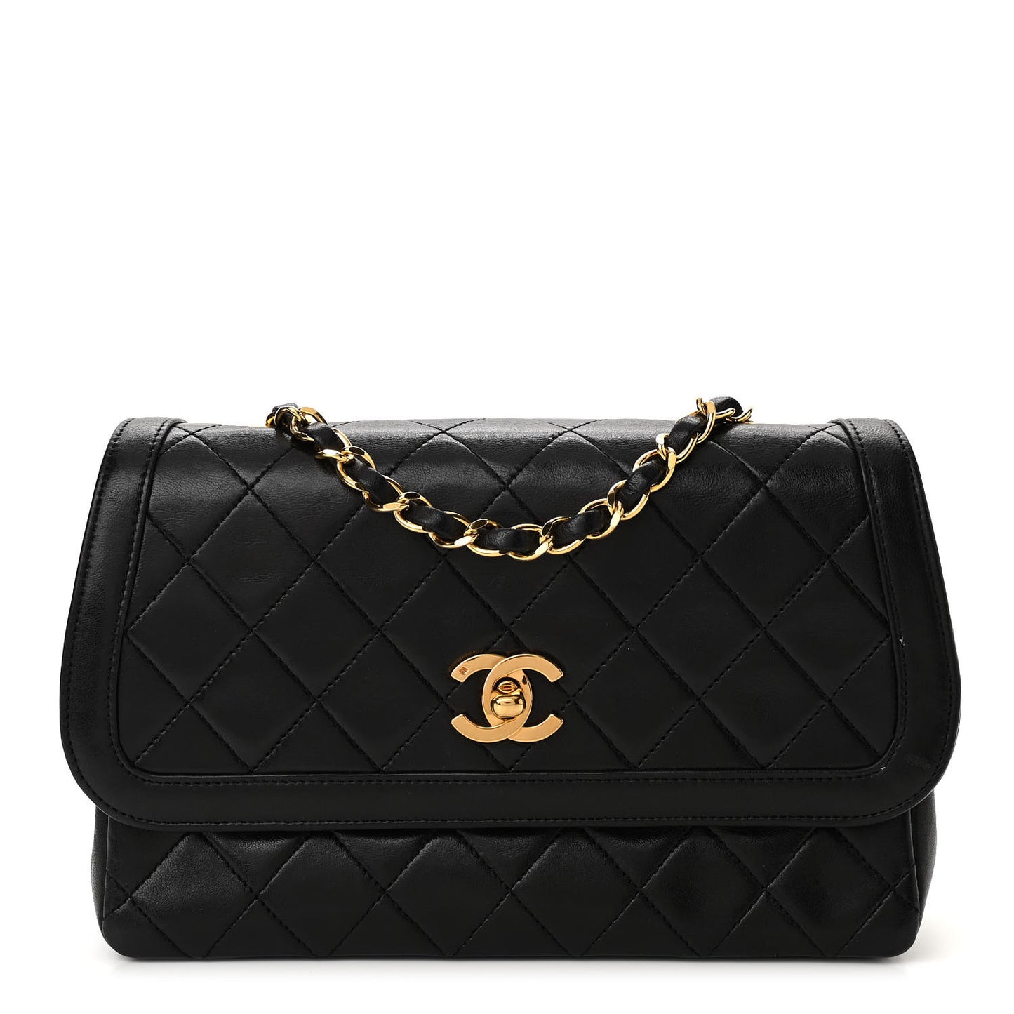 Lambskin Quilted Small Single Flap Black