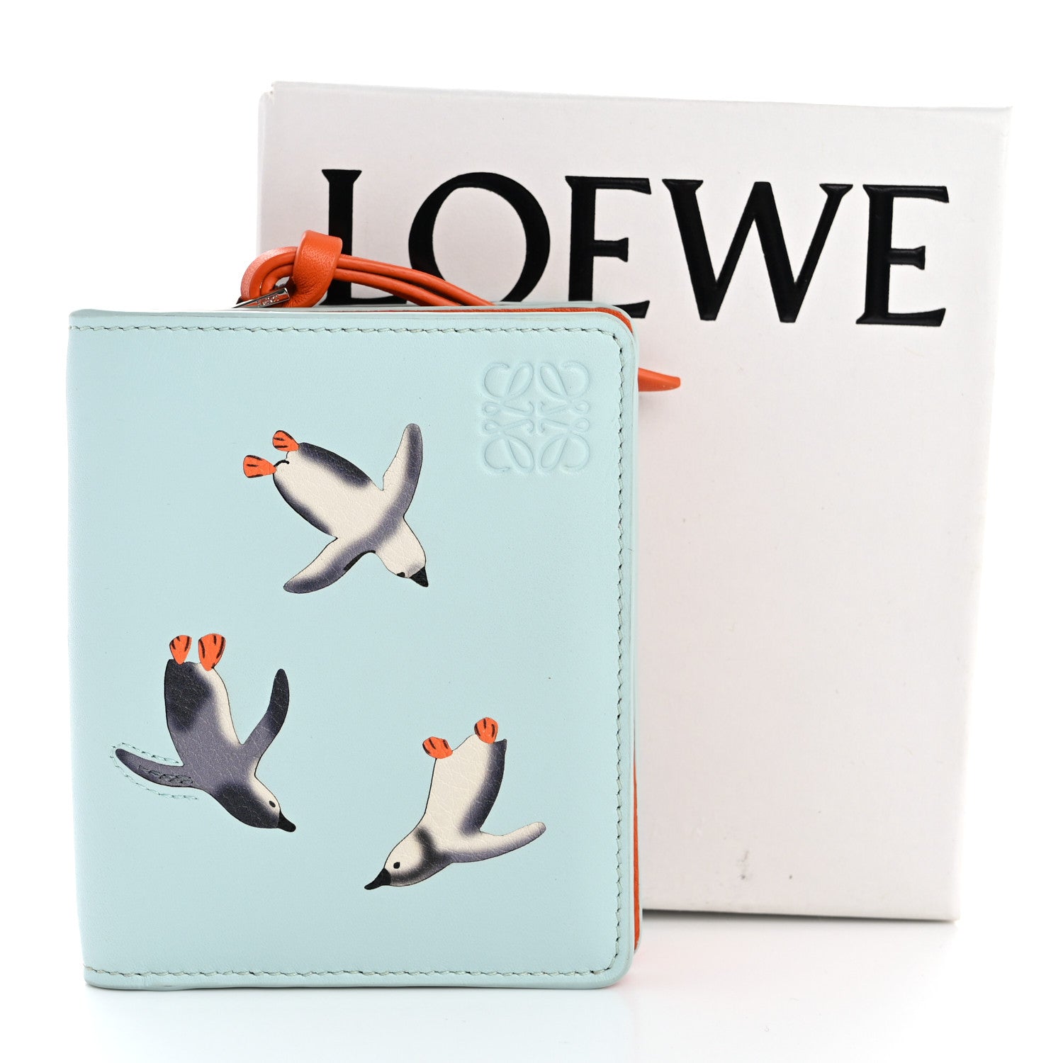 Loewe X SUNA FUJITA Satin Calfskin Penguins Compact Zip Wallet