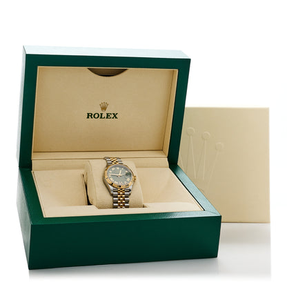Rolex Stainless Steel 18K Yellow Gold Diamond 31mm Oyster Perpetual Datejust Watch Olive Green Roman 278273 5 of 5