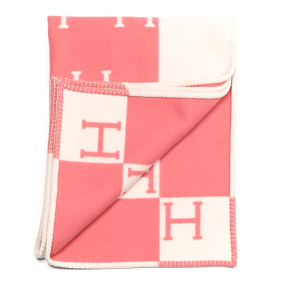 Hermes Wool Cashmere Avalon Baby Blanket Rose Airelle White 2 of 3
