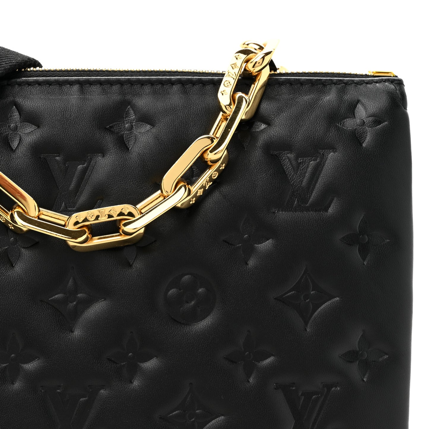 Lambskin Embossed Monogram Coussin PM Black