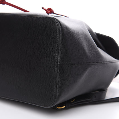 Fendi Vitello Cruise Bi-Color FF 1974 Embossed F is Fendi Drawstring Backpack Black Fragola Maya 9 of 9