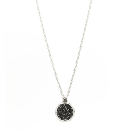 John Hardy Sterling Silver Black Sapphire Small Bamboo Round Pendant Necklace 1 of 5