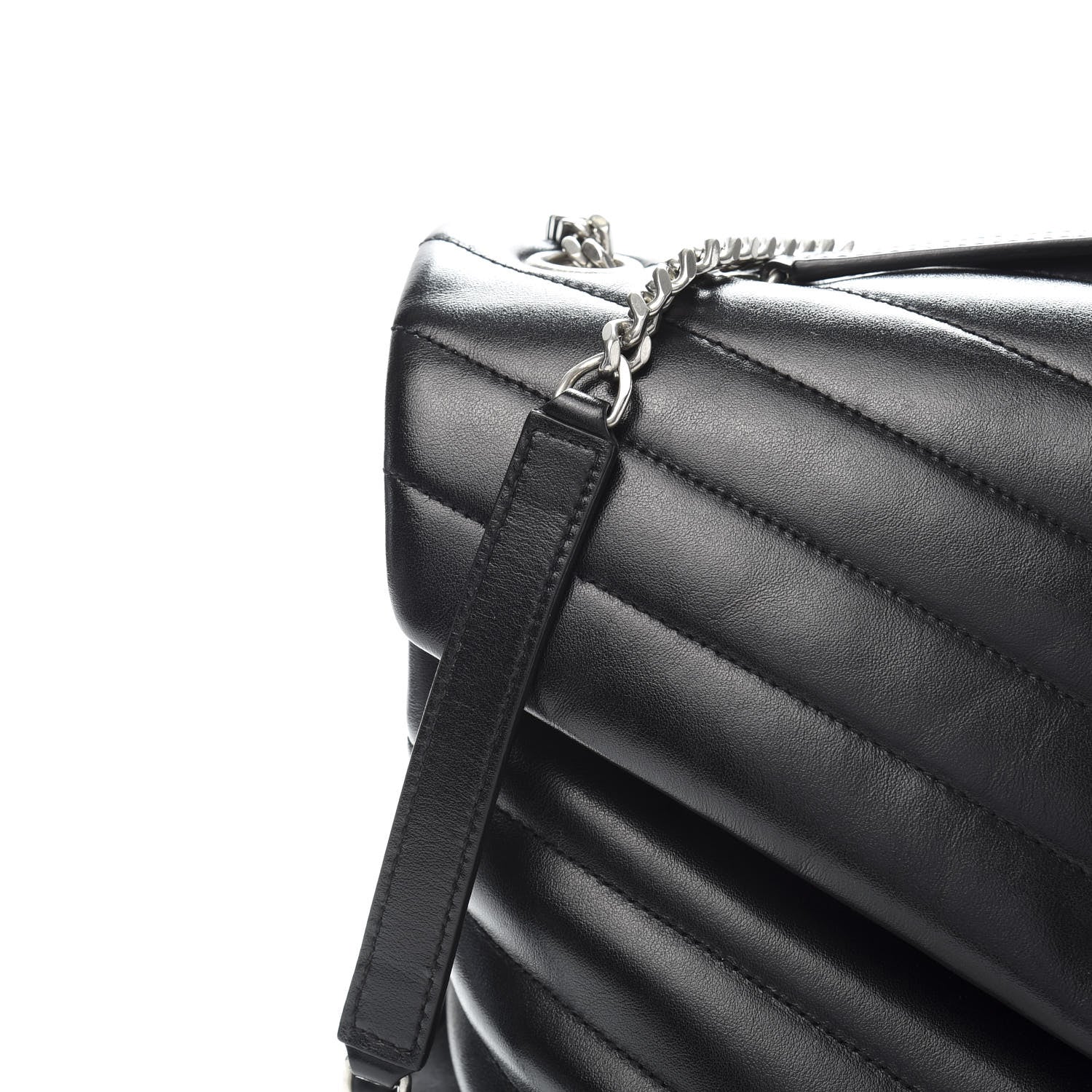 Saint Laurent Calfskin Y Quilted Monogram Medium Loulou Chain Satchel Black 12 of 13