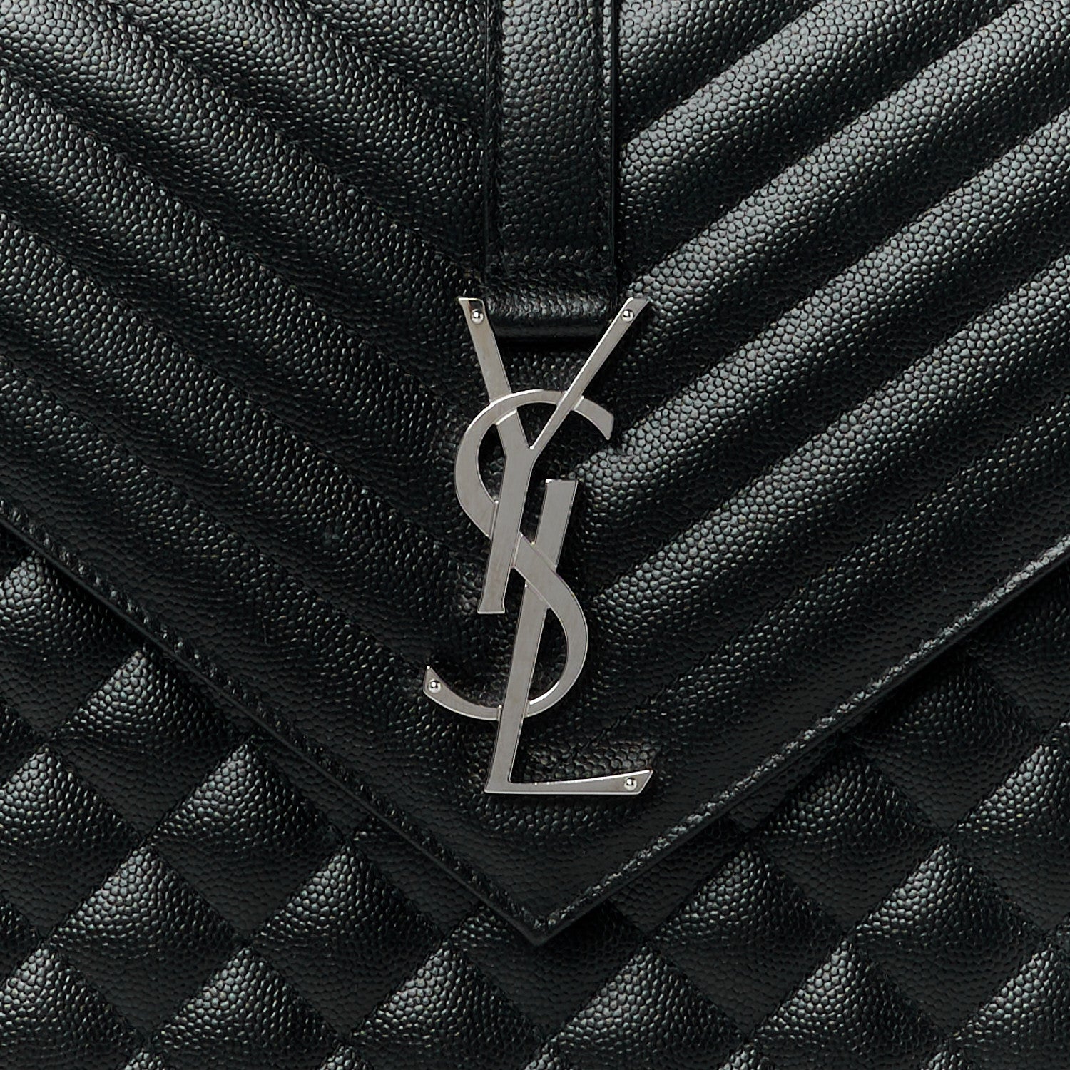 Saint Laurent Grain De Poudre Textured Mixed Matelasse Large Triquilt Monogram Satchel Black 9 of 11