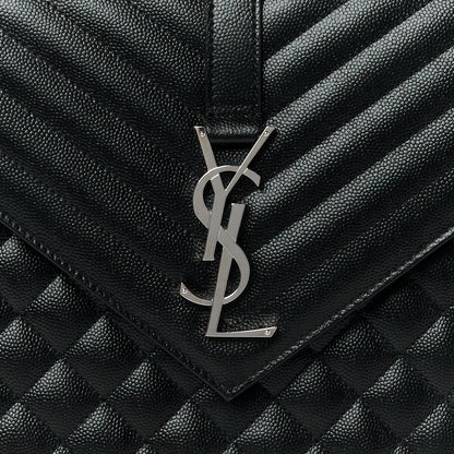 Saint Laurent Grain De Poudre Textured Mixed Matelasse Large Triquilt Monogram Satchel Black 9 of 11