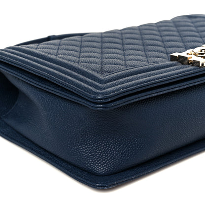 Chanel Caviar Quilted New Medium Boy Flap Blue 9 of 11