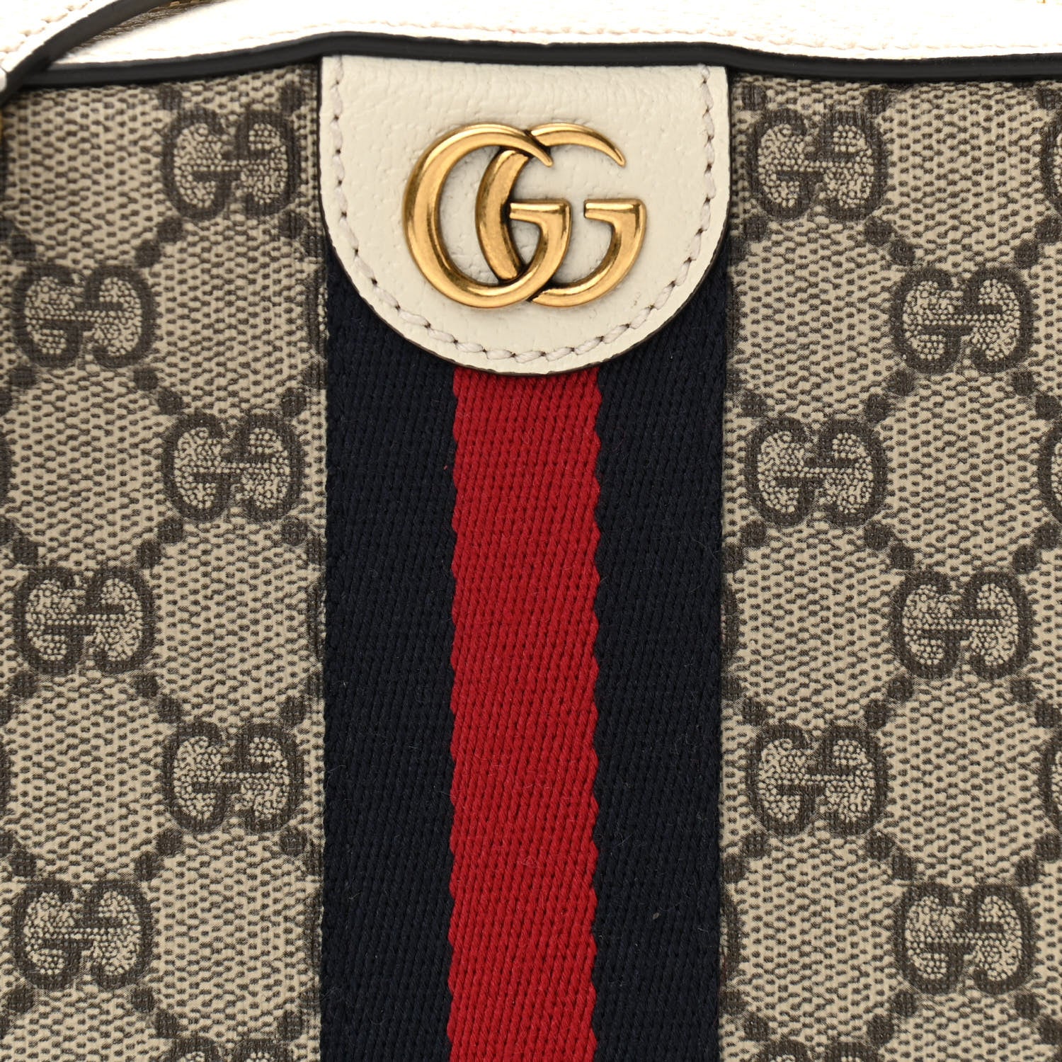 Gucci GG Supreme Monogram Textured Calfskin Web Small Ophidia Camera Bag Beige Ebony Mystic White 8 of 11
