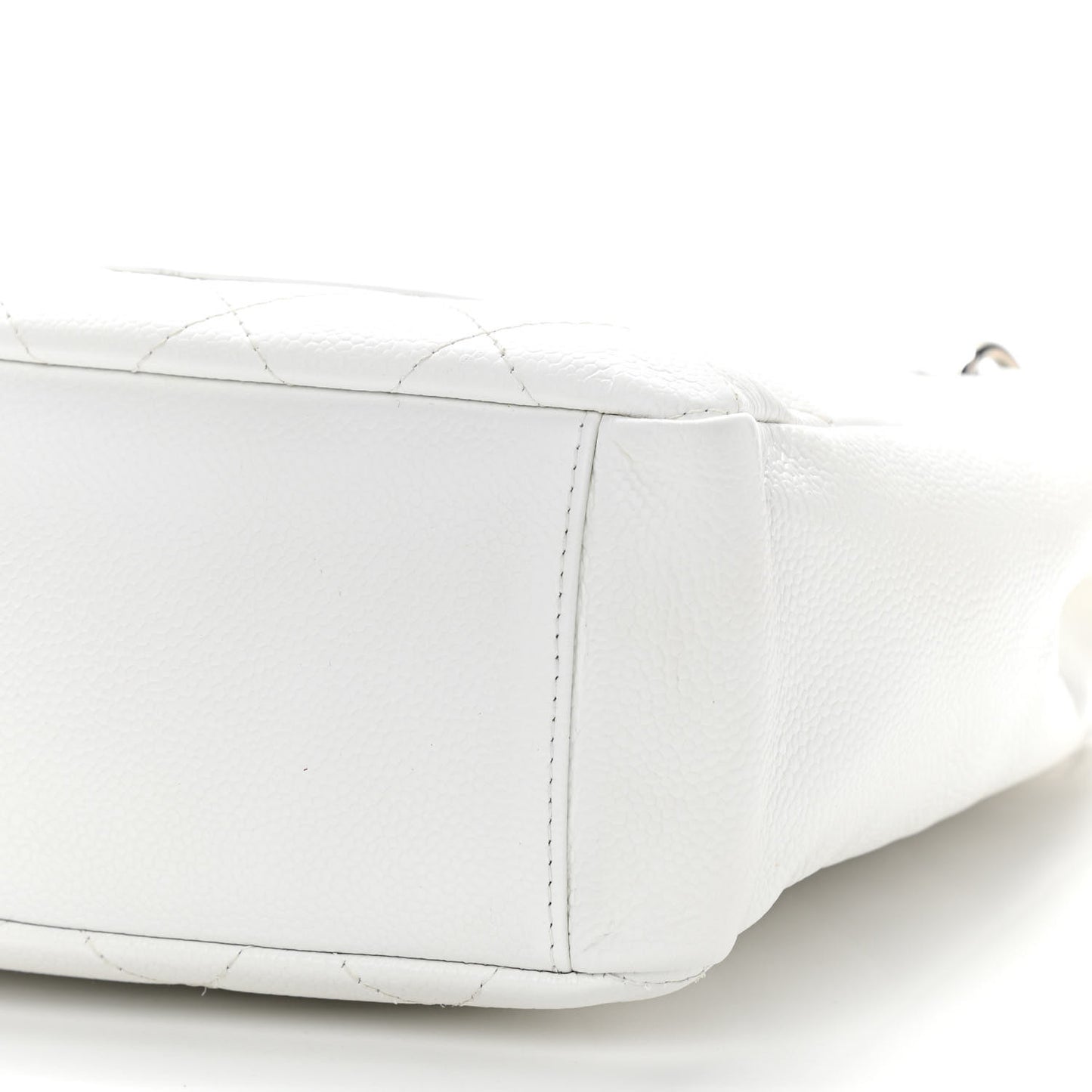 Caviar Quilted Petit Shopping Tote PST White