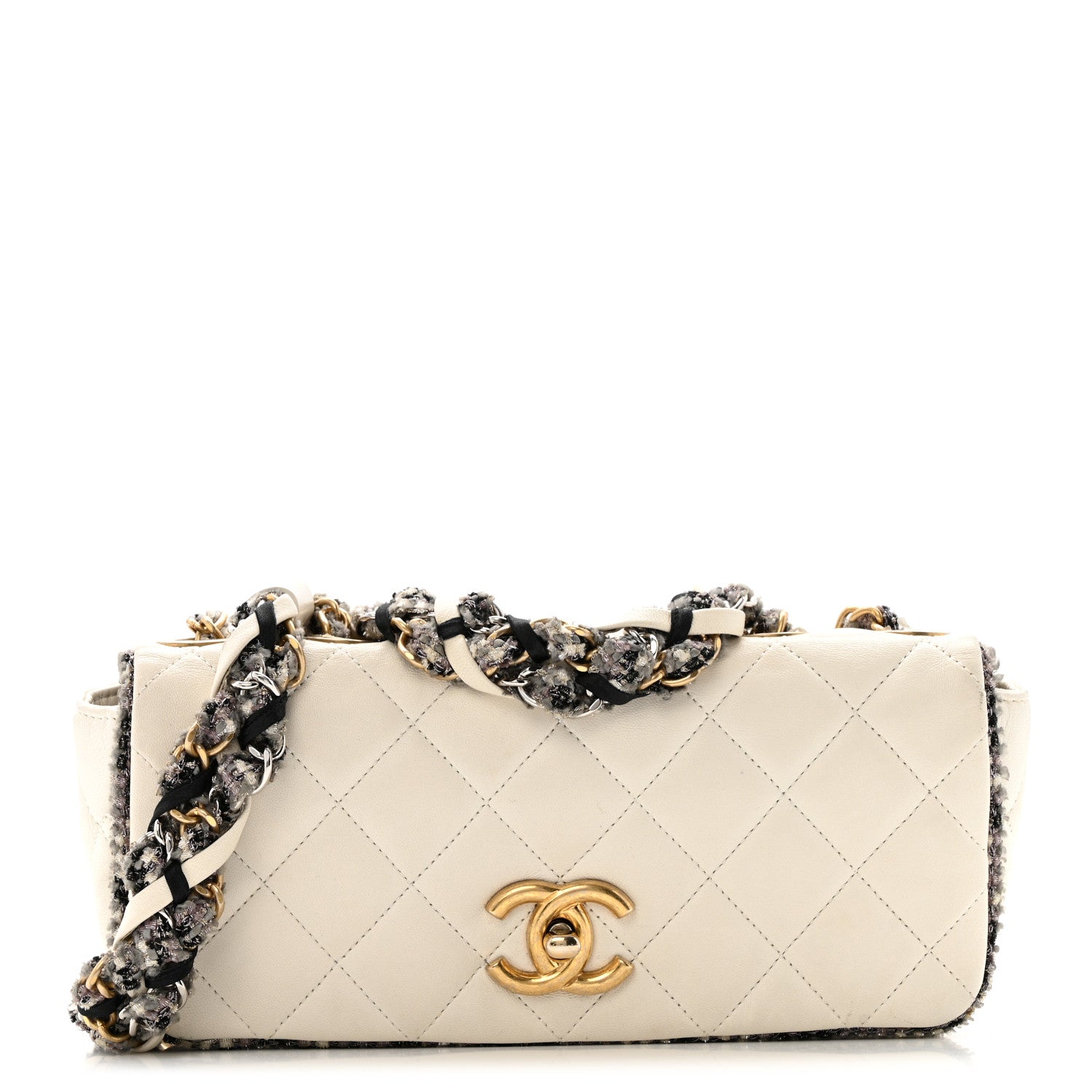 Chanel Lambskin Tweed Quilted Flap White 1 of 16