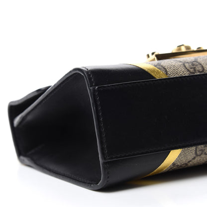 Gucci Calfskin GG Supreme Monogram Small Padlock Shoulder Bag Black Gold 6 of 17