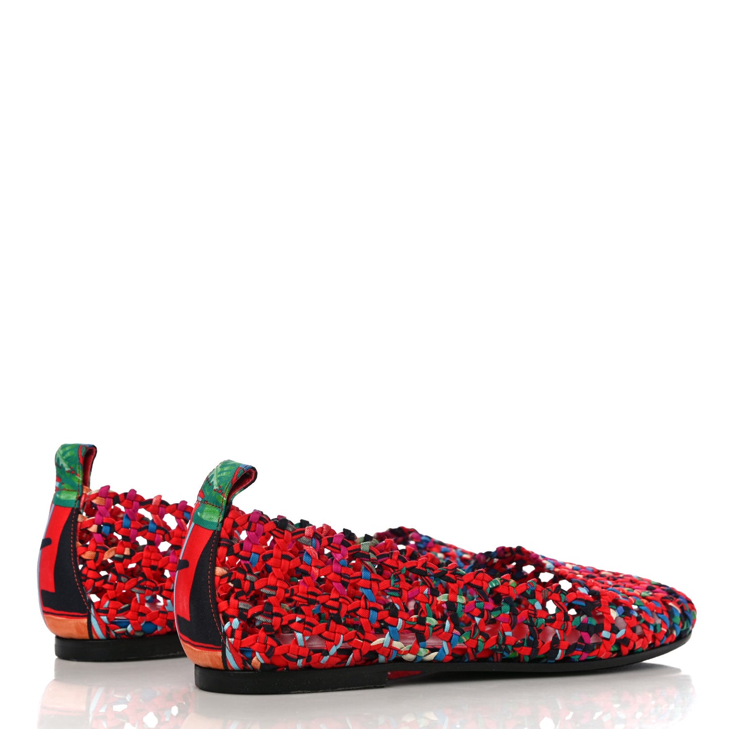 Printed Silk Braided Minorque Ballerina Flats 39.5 Multicolor