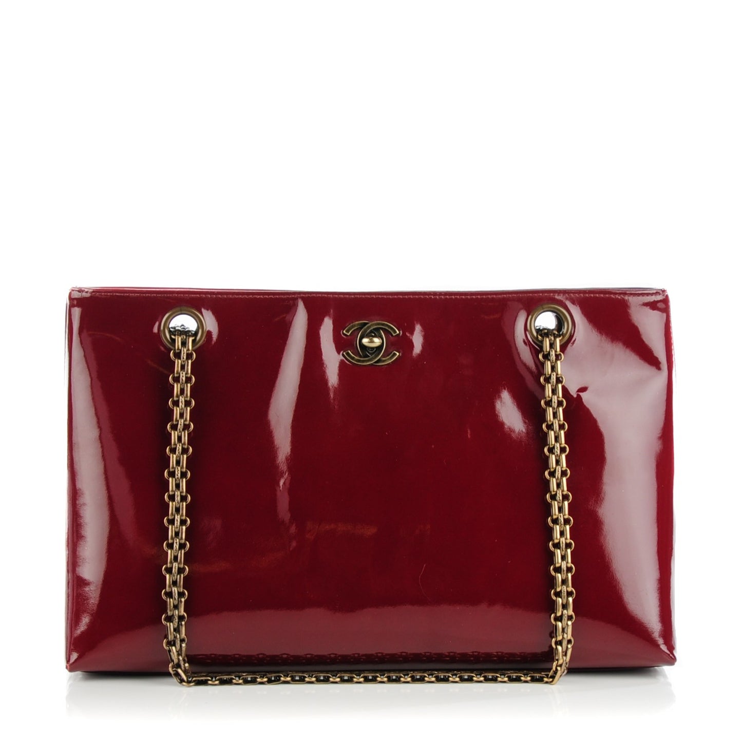 Patent Bijoux Chain Shoulder Bag Burgundy