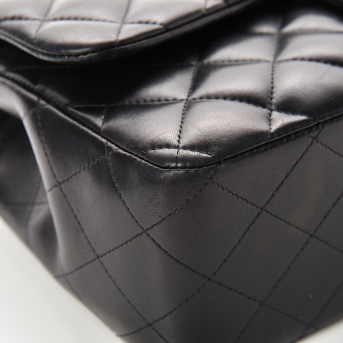 Lambskin Quilted Jumbo Double Flap Black