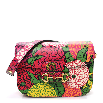 Gucci X KEN SCOTT Textured Calfskin Pomponica Print Horsebit 1955 Shoulder Bag Multicolor Fuxia Pompom 1 of 10