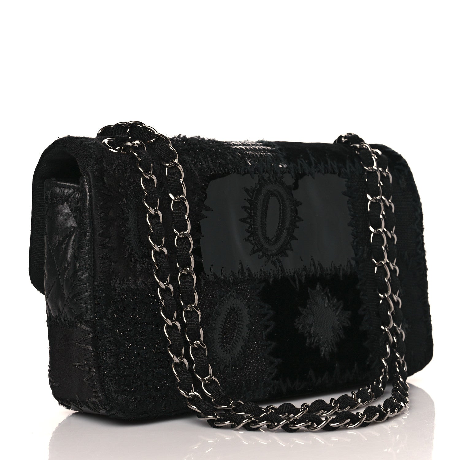 Chanel Tweed Patchwork Medium Single Flap Black 3 of 10