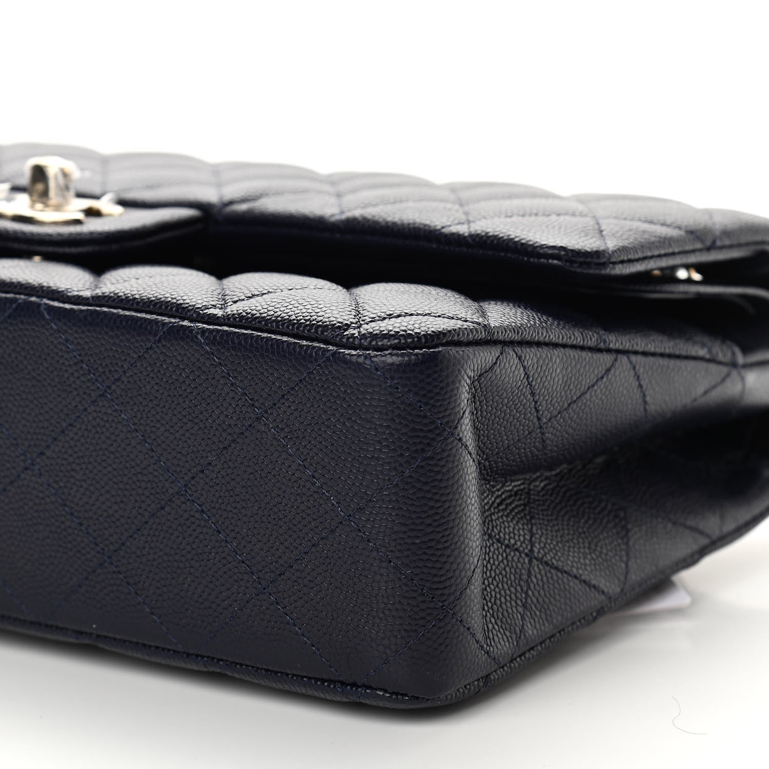 Chanel Caviar Quilted Medium Double Flap Dark Blue 9 of 10