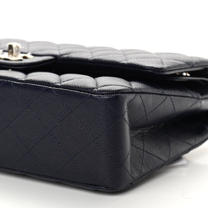 Chanel Caviar Quilted Medium Double Flap Dark Blue 9 of 10