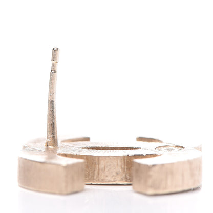 Chanel Metal Quilted CC Earrings Gold White 5 of 5
