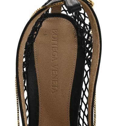 Bottega Veneta Mesh Calfskin Chain Stretch Pumps 36.5 Black 7 of 9