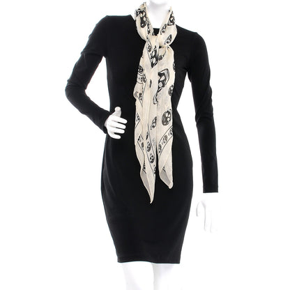 Alexander McQueen Silk Chiffon Skull Scarf Ivory Black 2 of 12