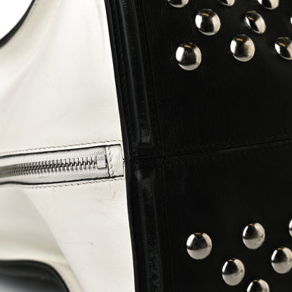 Alexander McQueen Calfskin Large Studded Padlock Zip Around Tote Black White 15 of 17