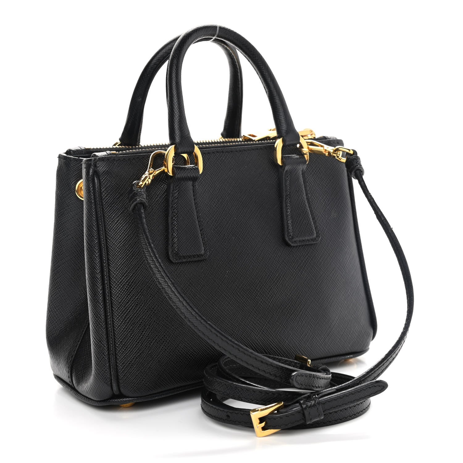 Prada Saffiano Lux Micro Galleria Double Zip Tote Black 3 of 10