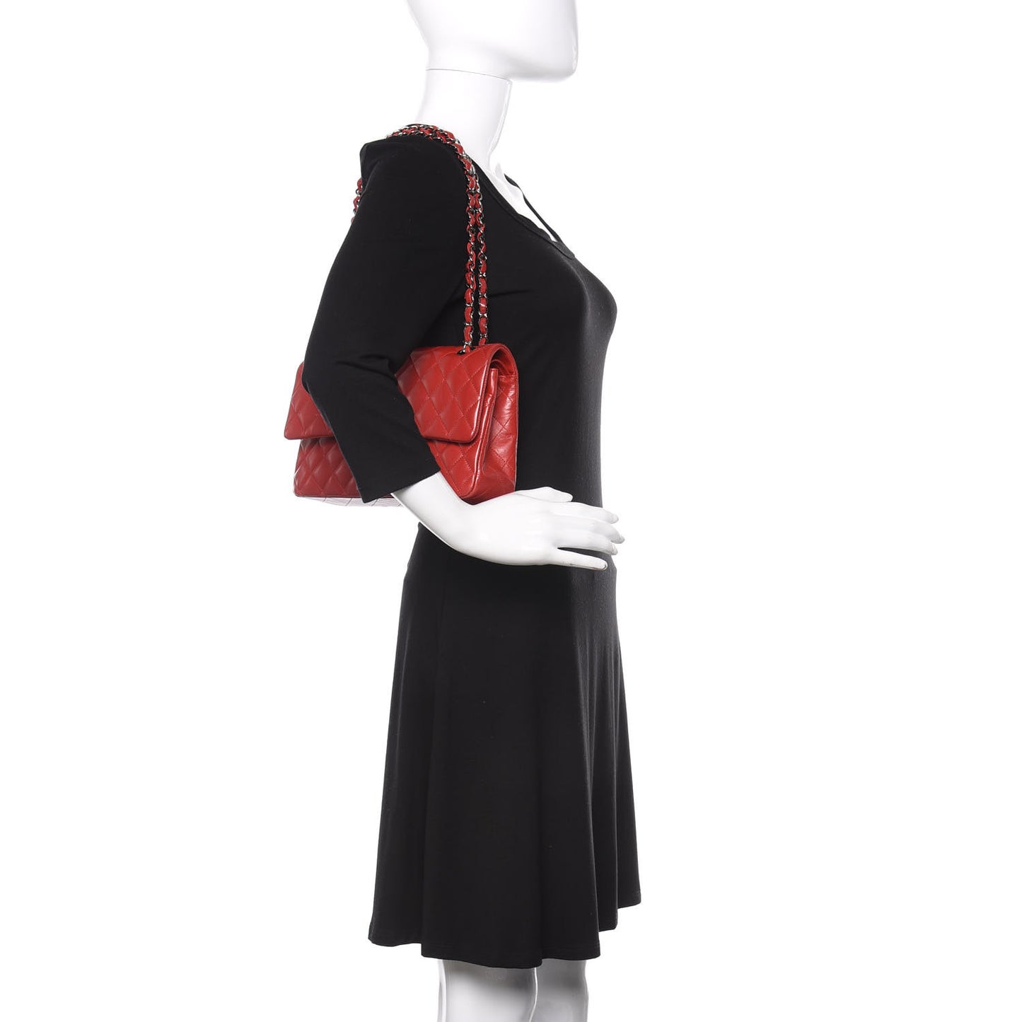 Lambskin Quilted Medium Double Flap Red