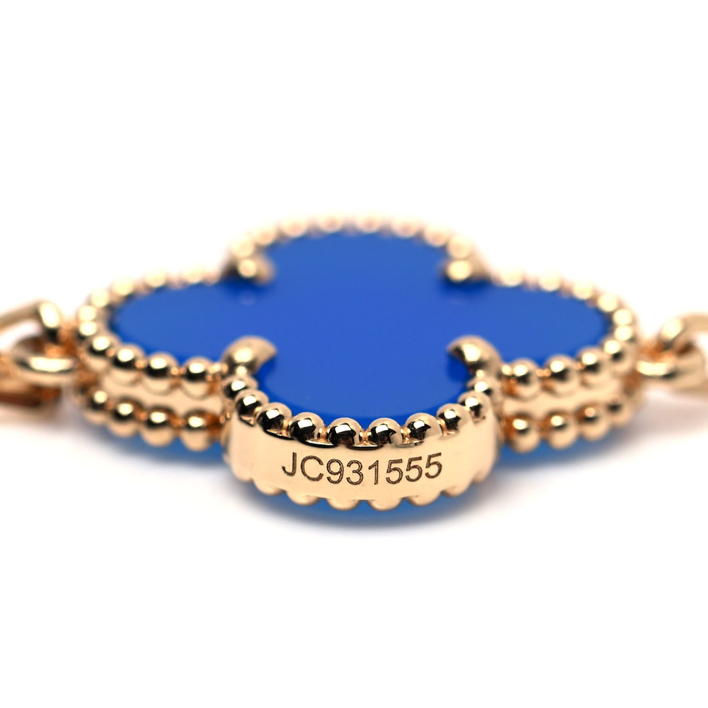 18K Yellow Gold Blue Agate 5 Motifs Vintage Alhambra Bracelet