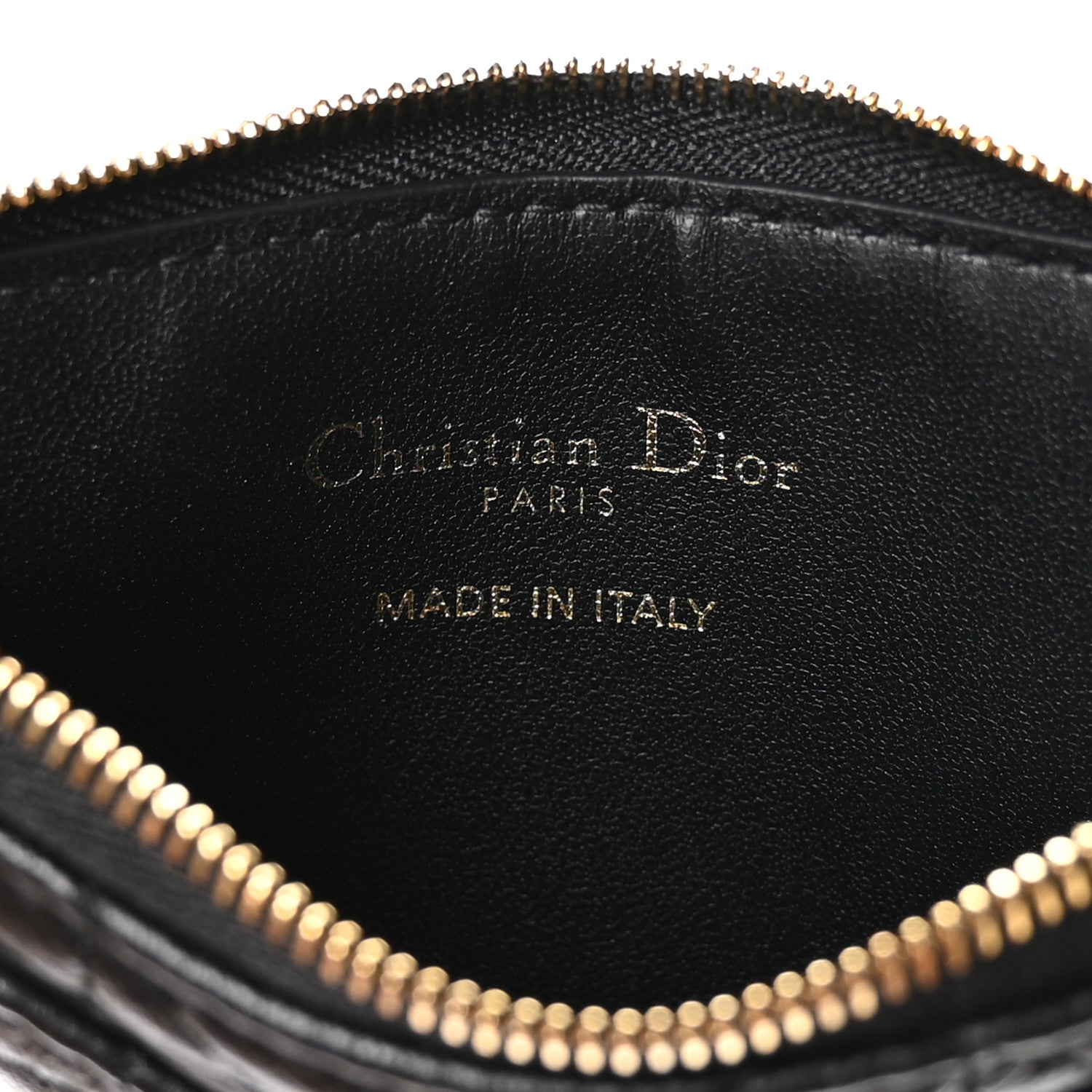 Christian Dior Supple Calfskin Cannage Caro Cosmos Zipped Card Holder Black 6 of 8