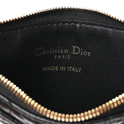 Christian Dior Supple Calfskin Cannage Caro Cosmos Zipped Card Holder Black 6 of 8
