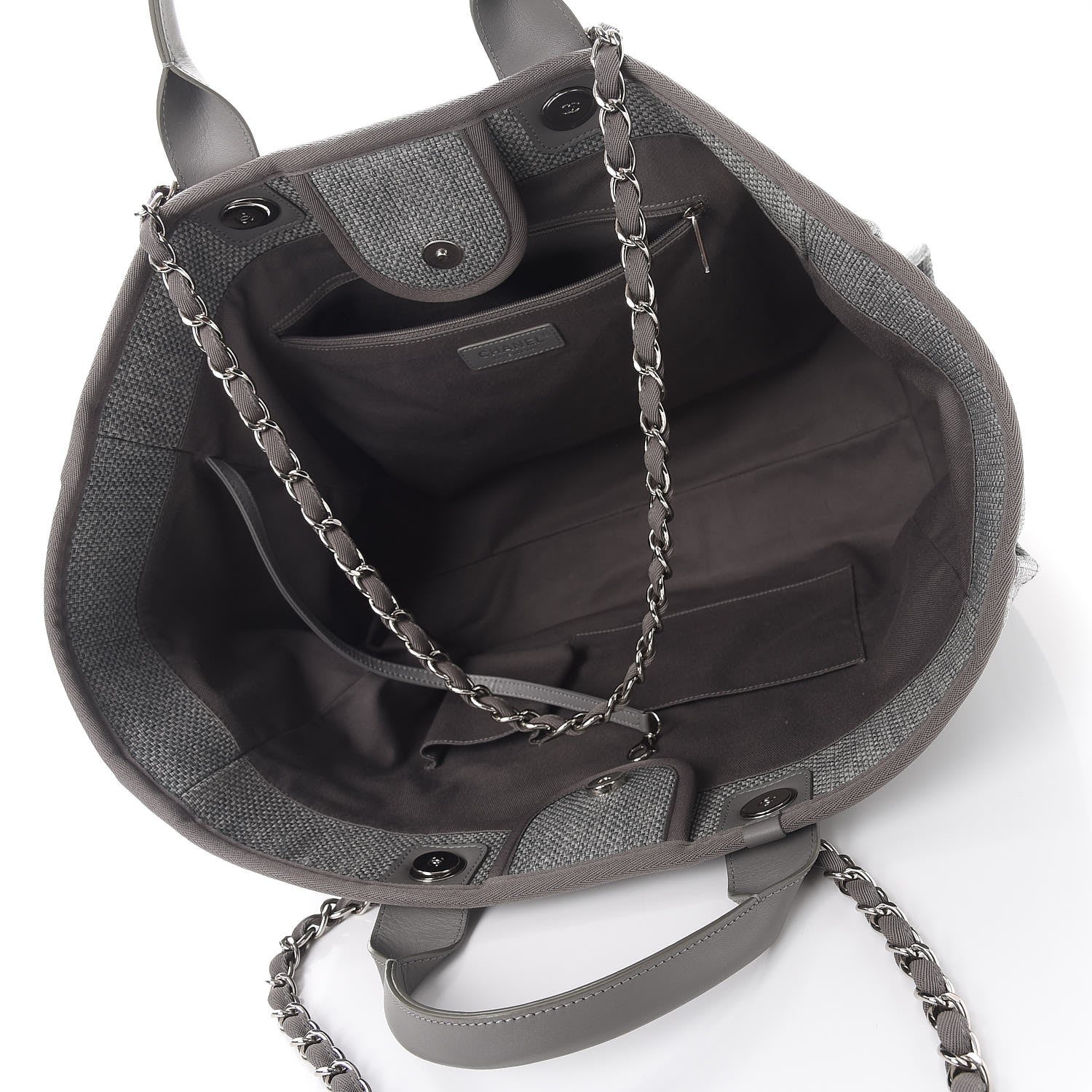 Chanel Canvas Large Deauville Tote Grey 6 of 8