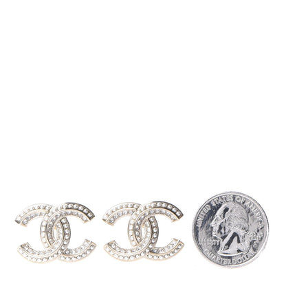 Chanel Crystal Pearl Chain Mania CC Earrings Gold 2 of 5