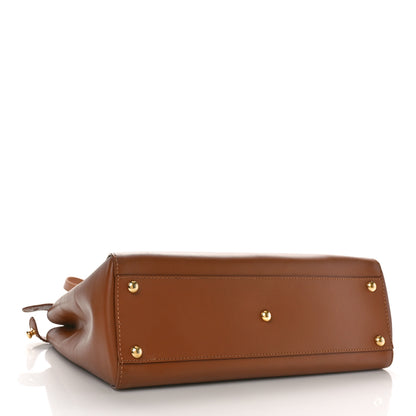 Fendi Vitello Morgan Shiny Nappa Medium Peekaboo Iconic Satchel Cuoio Bluette 4 of 11