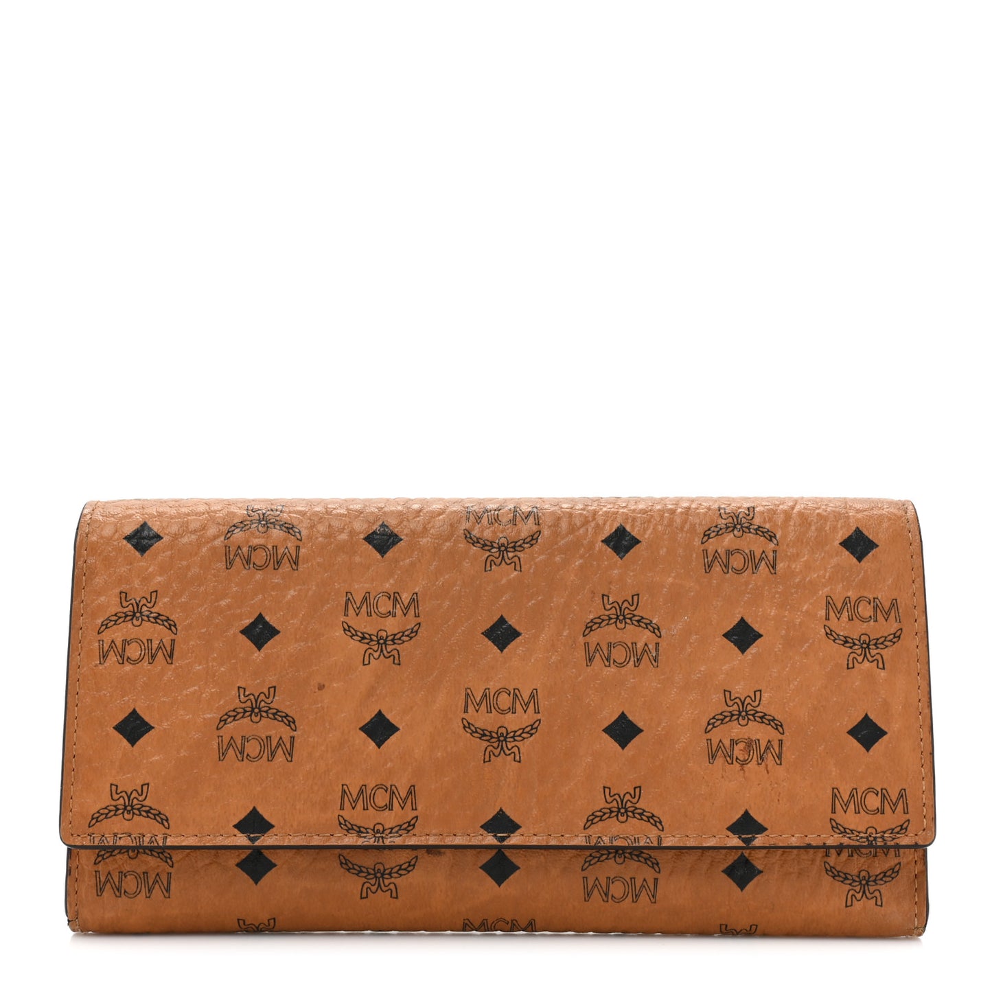 Visetos Large Trifold Flap Wallet Cognac