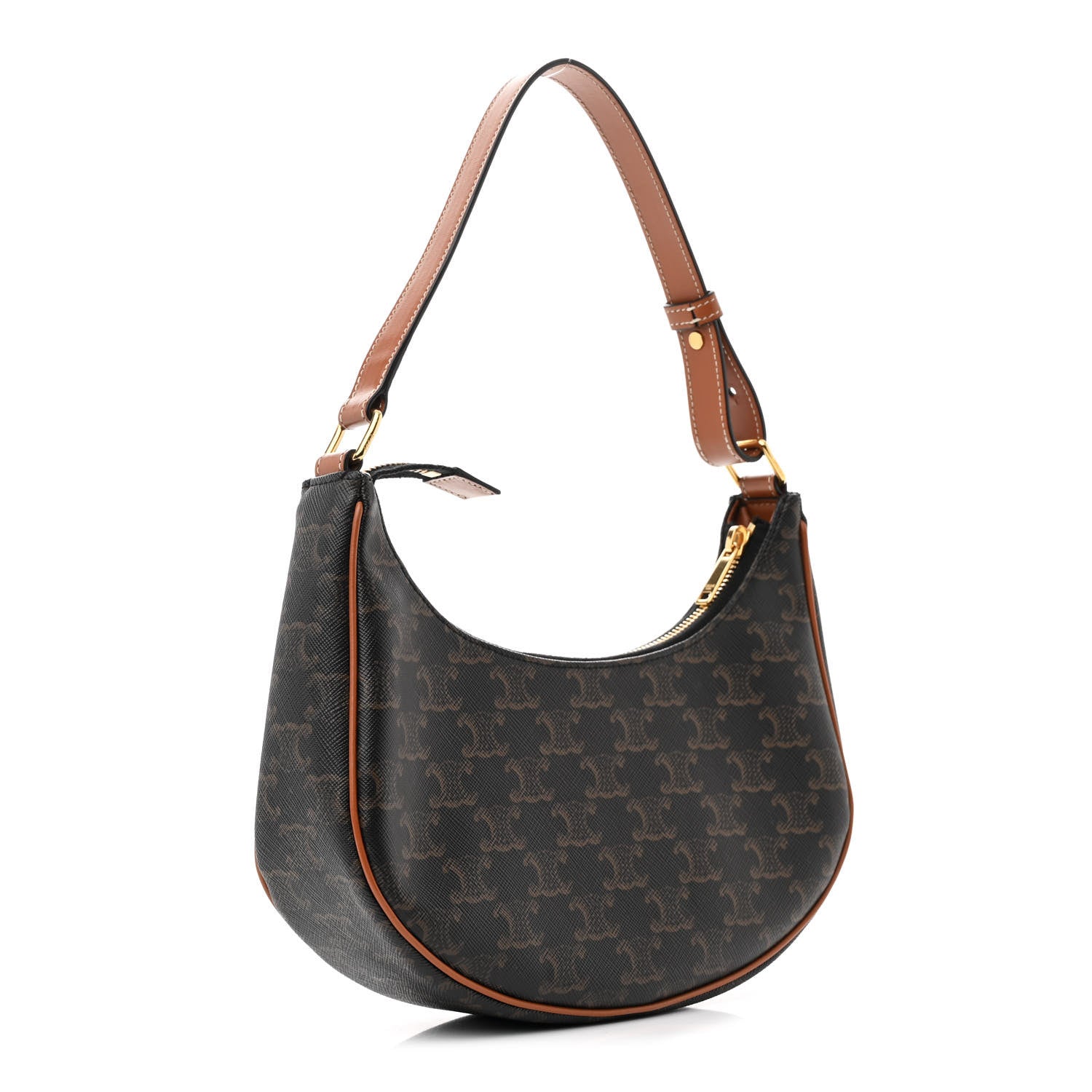 Celine Triomphe Canvas Calfskin Ava Shoulder Bag Tan 3 of 13