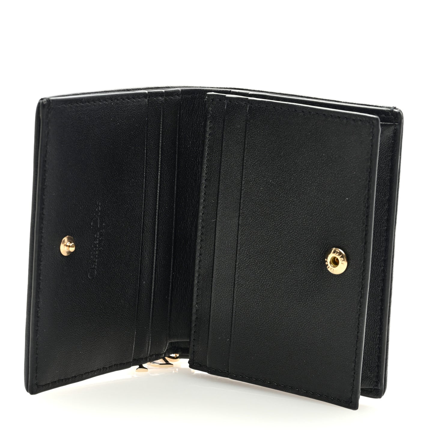 Lambskin Cannage Small Lady Dior Flap Card Holder Black