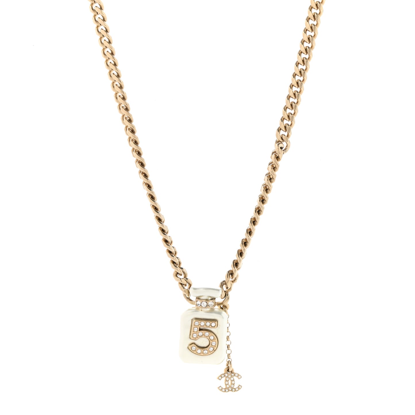 Resin Crystal CC No 5 Perfume Bottle Necklace