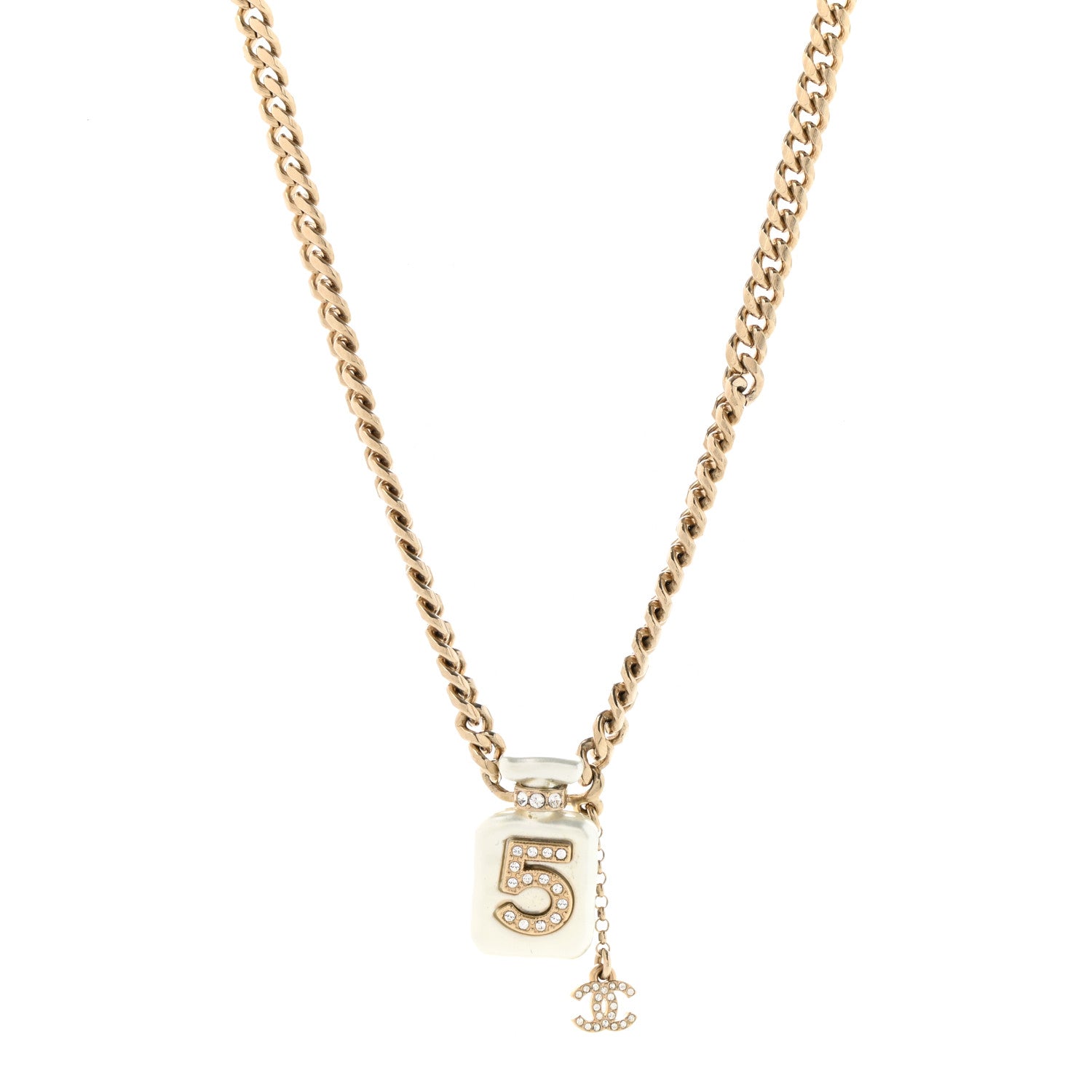 Chanel Resin Crystal CC No 5 Perfume Bottle Necklace 1 of 6