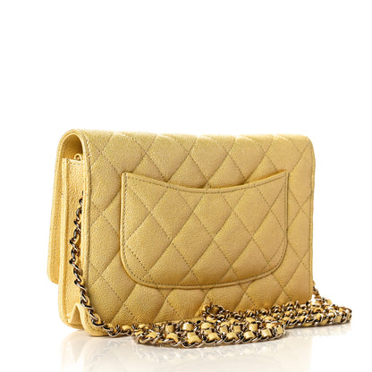 Chanel Iridescent Caviar Quilted Wallet on Chain WOC Yellow 3 of 9