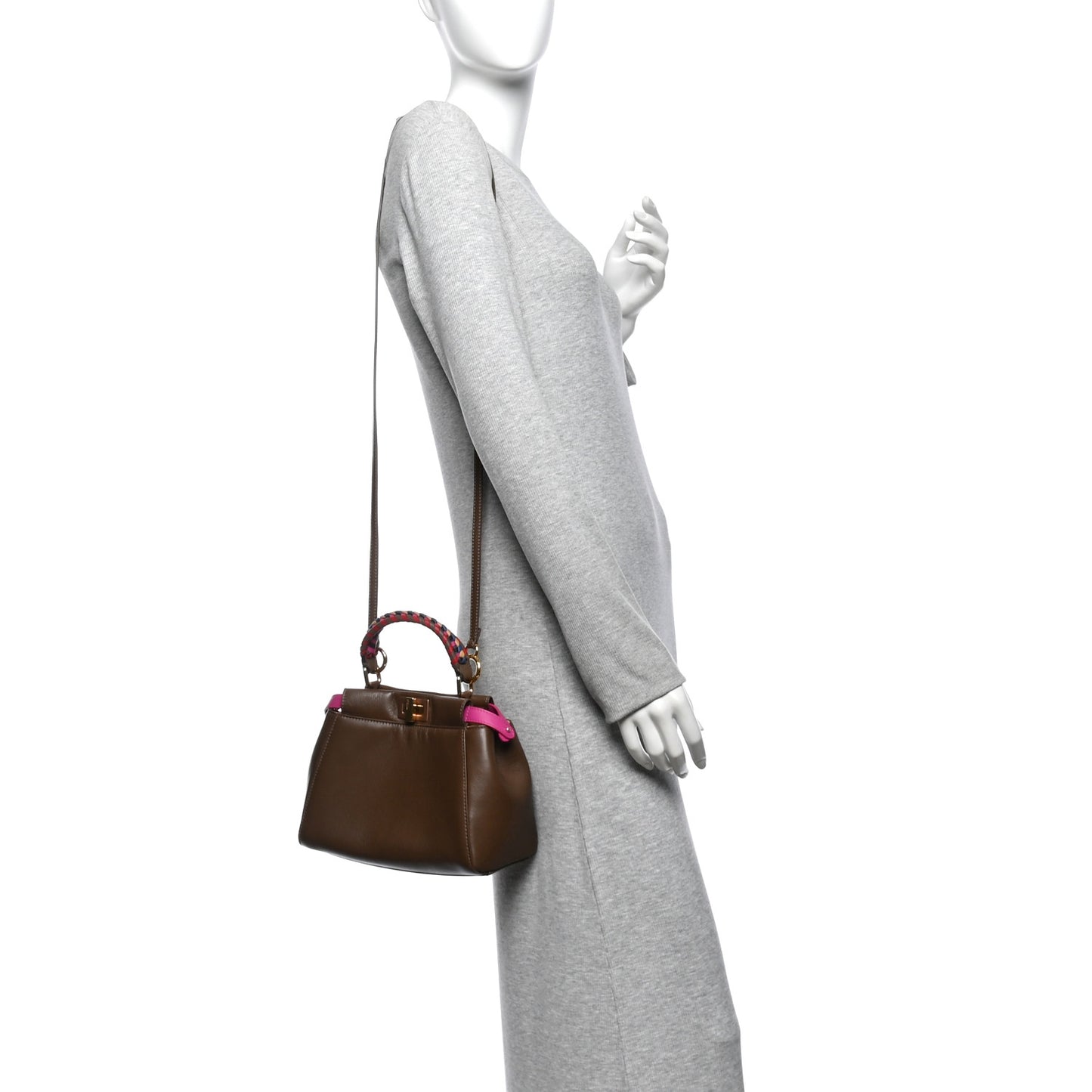 Nappa Braided Mini Peekaboo Iconic Satchel Maya Magenta