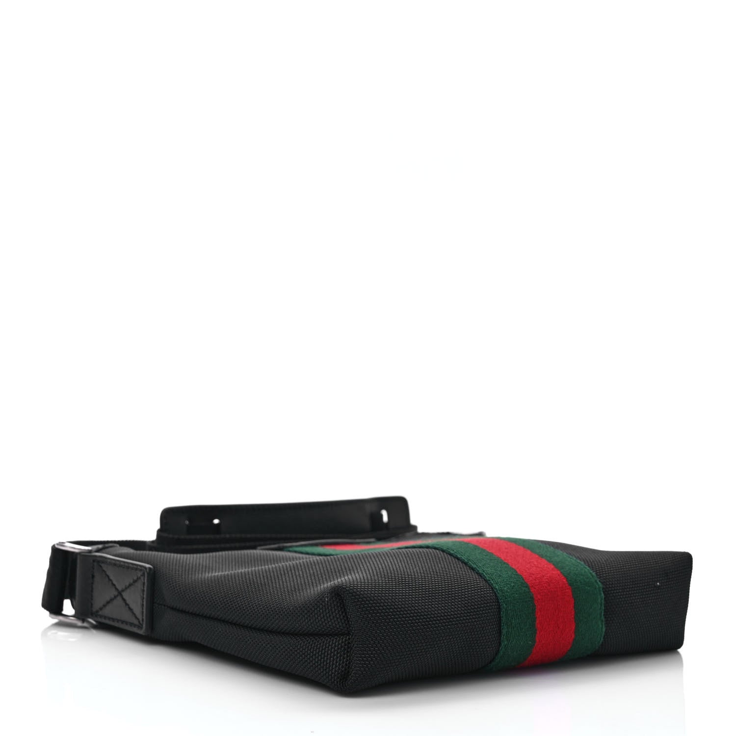 Gucci Techno Canvas Selleria Calfskin Web Small Flat Messenger Bag Black 3 of 8
